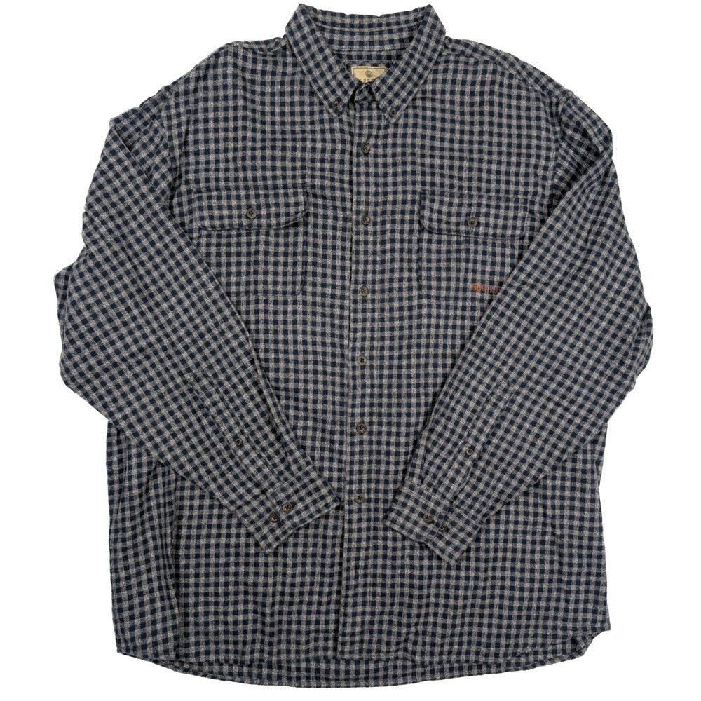 Beretta Gray & Blue Plaid Cotton Button Down Long Sleeve Shirt Men's Size‎ 2XLT